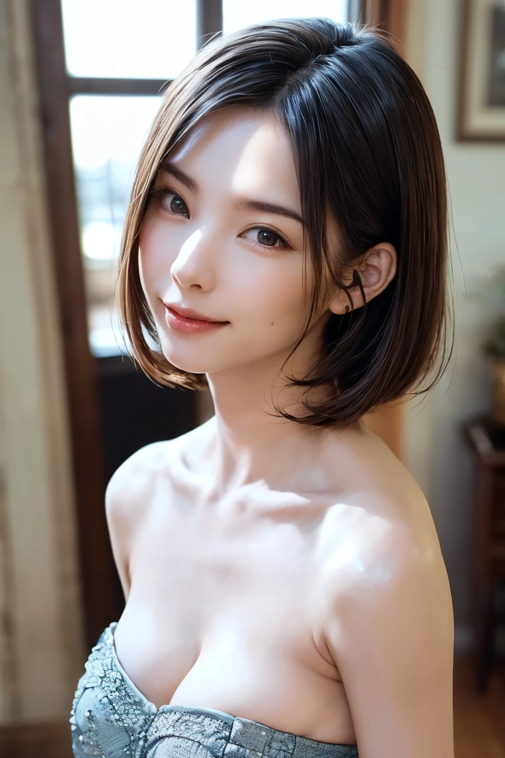 (((Look firmly at the camera、Immaculate white background with nothing really、short hair with bangs、long neck、Put your ears out、Highlights in the eyes、Close your mouth and smile a little happily)))、A dark-haired、(length hair)、Black eyes、(radiant eyes)、(white thighhig:1.2)、cum faced、seductiv、eroticism、Seductive look、Black face、A charming、red blush、full of shyness、full of shyness、full of shyness、feeling of disgust、feeling of disgust、(Curly)、Played badly、、Eyes on someone、ah-hey face、comfy、shout out、Opening Mouth、Drooling、Sexual convulsions、 de pele branca、reddish、Rosy face、perspiring、a wet body、Farbe、Alone、Crying on the ground in uniform、Duck sitting、Dissatisfaction of desire、solitude、caress、Sexual pleasure、Enduring pleasure、Elk Off、A charming expression、(Detailed depiction of crying on the ground in uniform)、(Duck sitting detail depiction front)、Detail depiction、Bust(masterpiece)、(a closeup)、( top-quality)、ighly detailed、(a closeup)Exquisitely、Beautiful fece、(a closeup)、(beautiful Girl)、(collars、collars)、(Detailed pink areola nails:、(Delicate depiction of skin)、(Voluminous Skins:1.4)、8k wallpapers in top-notch CG quality、realisitic、Master Level、masterpiece、portlate、Center、Display Lens、Beautiful Chinese-Korean mixed race idol、(Ultra-fine description of Face and face details)、(blushed face)、Lip biting makeup、A sweet smile、Perfect facial features、red eyes、Blind Band+Hair above one eye、(Ruby Nails)。 Fat_Mons、cammel toe、