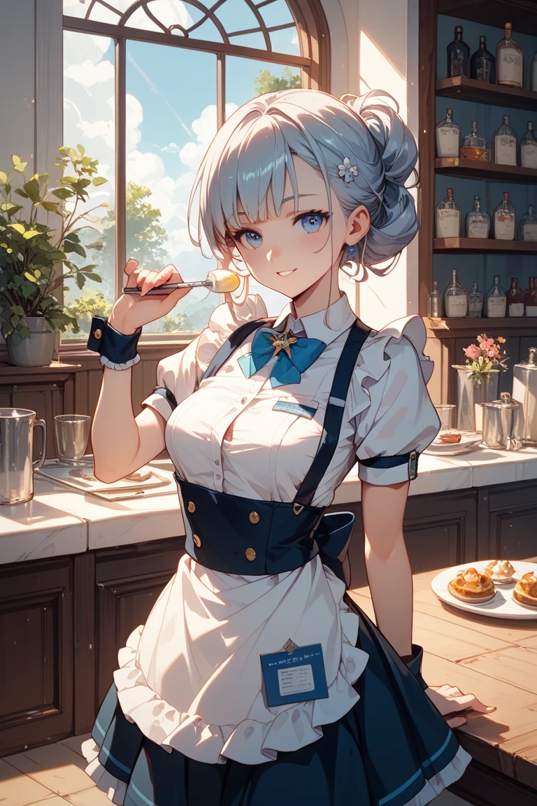 (Unity 16K Wallpaper, masutepiece, Best Quality, Ultra-detailed, extremely details CG, Cinematic lighting, Detailed, Beautiful detailed eyes, Solo),超A high resolution,Fine skin,A sexy,maid, maid apronl, Maid headdress