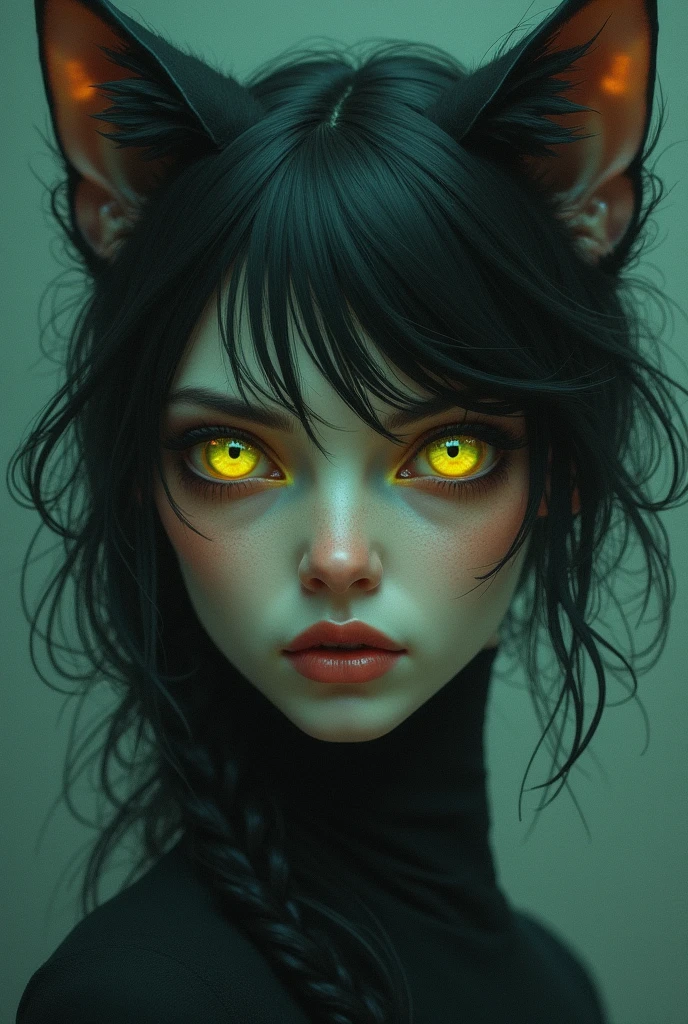Fantz cartoon monster sexy (cat:1.3) woman jennaortega, (cat pupils), crazy, haunted forest, smile, whiskers, choker, detailed mouth, detailed eyes, detailed skin, high detail, dark studio, two tone lighting, <lora:Small_Mostersv2:1.2> <lora:epi_noiseoffset2:0.6>