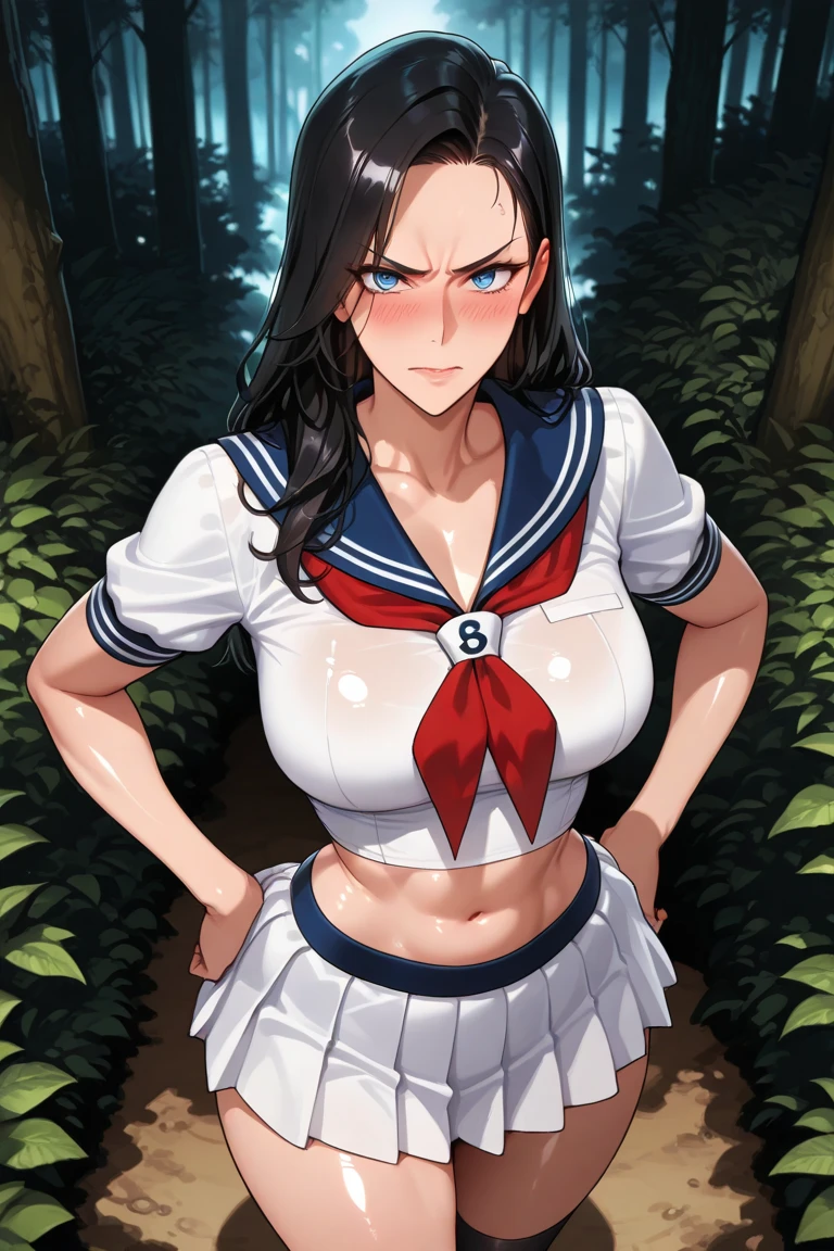 (((((A person with dark skin, Muscular))))), ((thick thighs, 非常にLarge Breasts,、Strong Body、), Black long hair, alone, Glowing Skin, it was foggy, ,Bridge pier, Bristles,Are standing、Big body women、naked,Strong Body、pubic hair,Muscular in the forest,Composition from the front,Muscular and wide hips,Muscular and wide torso,Muscularの, Widebody,thick, Muscularの腕,thick, Muscularの脚,Muscular and broad shoulders,bodybuilder,nakedの美しい女性,Large Breasts,long, saggy breasts,,Deep purple eyes,Woman with beautiful face,Expressionless,,,Strong Woman,Right in front of the viewer,,Muscular女性,Big body and broad shoulders,thick Women,naked,sexy,Stand in front,全naked,正面にAre standing女性,真っ直ぐにAre standing,Fleshy ladies,Plump woman,Chubby woman,Fat woman,Fleshy ladies,,cave,ponytail,Small size sailor suit woman,School girl in uniform,,In underwear,Panties