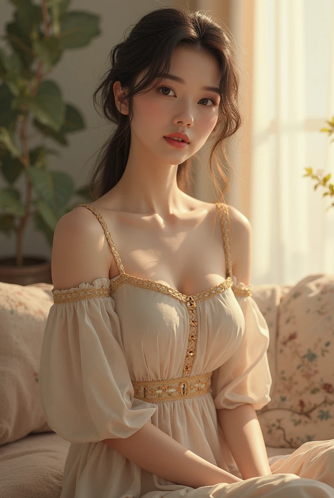 The girl next door,,Beautiful Girl,Sitting on the bed,Princess,
