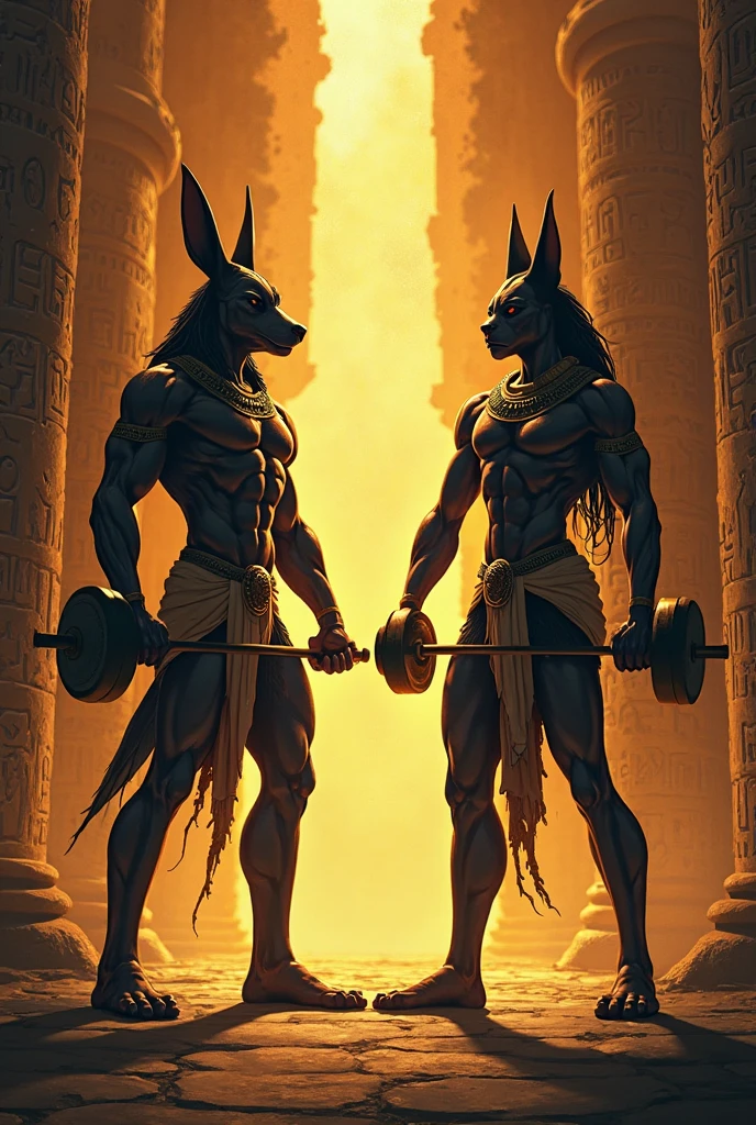 minotaur and anubis triskelion handshake and both of character is a warrior concept and lot of tribal tattoo