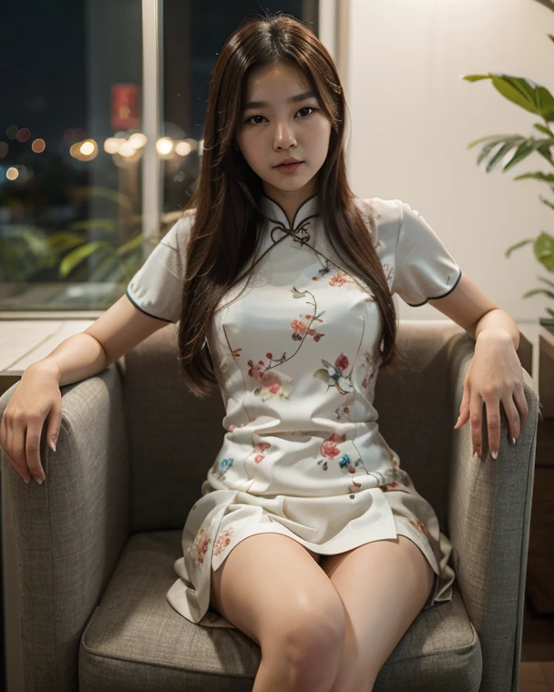 Gentle and charming Chinese beautiful woman, upper body photo, exquisite and sexy collarbone, charming oval face, double eyelids, smart peach blossom eyes, pink lips, small nose, bare shoulders, focused face, face close-up, ultra-high-definition, Super details, elegant standing, lace embroidered high-waisted skirt, lace flower hollow design, meticulous workmanship, full of big-name style, the tight skirt is perfectly wrapped, so that the natural and smooth body lines are fully displayed.