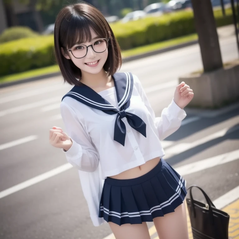 ((Haruka Kaki,Super beautiful girl,Highest quality, 8k,Real Photo, masterpiece:1.3))(Schoolgirl uniform,Angle viewed from below,Her cute floral panties are completely visible on her lower body.:1.5),slender,long hair,One person,Black Hair,17Year old girl:1.3,Highly detailed face and skin texture,Front body orientation:1.3. Fine grain,Full body, double eyelid, Whitening skin,smile:1.2,Golden Ratio,Both eyes are equal in size,Streetscape.