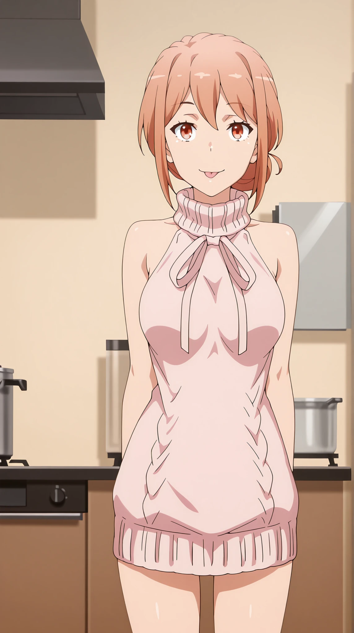 (Naked: 1.4), (See-Through Lingerie: 1.3), (Blushing:1.4),(No Bra, No Panty), Smile, Cowboy Shot, ((A Cup)), Full Body, Underwear