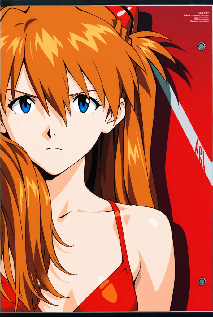 Anorexic anime girl in red bikini with long hair standing in front of a white background, beautiful Asuka from Evangelion, Ikki Tousen, Asuka from Evangelion, Asuka, Portrait of Asuka Langley Soryu, Asuka costume under clothes!, Asuka Langley, Makise Kurisu, Asuka Langley Sohryu, from Evangelion, anime style Gainax