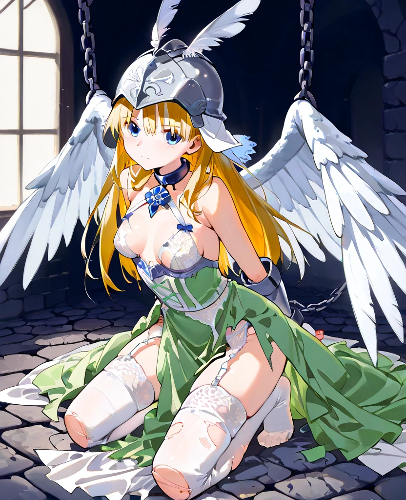 Anime. 1 Girl. Cute girl. Angel. Slave. Blonde. Long hair. Blue eyes. Beautiful eyes. Perfect eyes. Expressive eyes. Ideal face. A face about to sneeze. Sneezing face. Beautiful nose. Snotty nose. 16 years. Big breasts. Beautiful breasts. Pointy ears. Cold. Allergy. Runny nose. Nasal mucus. Snot. Snot flows from the nose. Snot flies in all directions when you sneeze. She's having her period. Her crotch is bleeding. There is a small streak of menstrual blood on the panties. Menstrual blood flows down the thighs. Ideal anatomical body. Beautiful long legs. The whole body is covered with scars. Angel wings. White wings. Dirty tunic. Torn tunic. dirty panties. Torn panties. Barefoot. Slave collar. Shackles. Standing. Full height. Fantasy. City. Street. Many people. Beautiful character design. Shiny skin. Full body. nsfw. Scat. Official art. Extremely detailed CG Unity 8k wallpaper. Ideal lighting. Ultra high resolution 4K. Super detailed 8K. A high resolution.