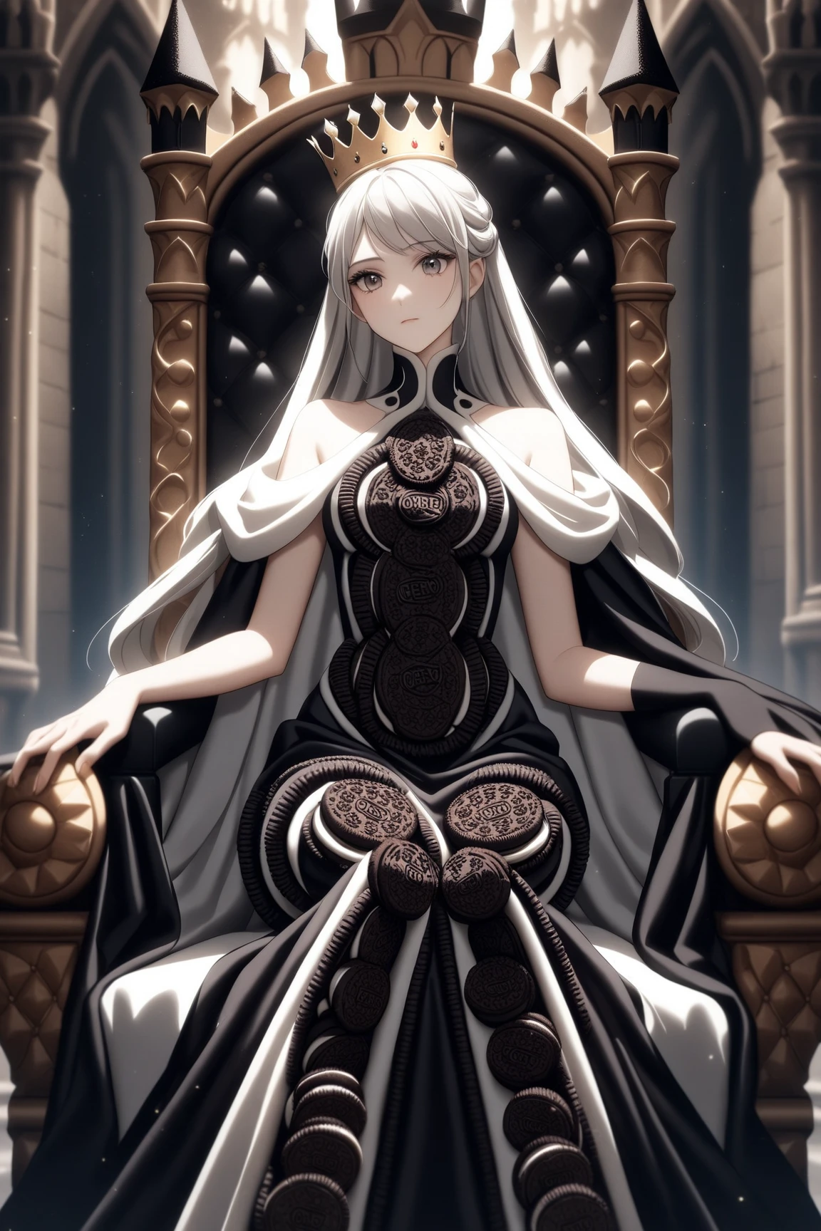 Danaerys Targaryen, red, on the throne, black dress, dragon throne room, powerful, queenly gown, jenna coleman, [purple eyes], tricia helfer, barbara palvin, lindsay ellingson, (black iron necklace), (iron bangle, iron crown)
