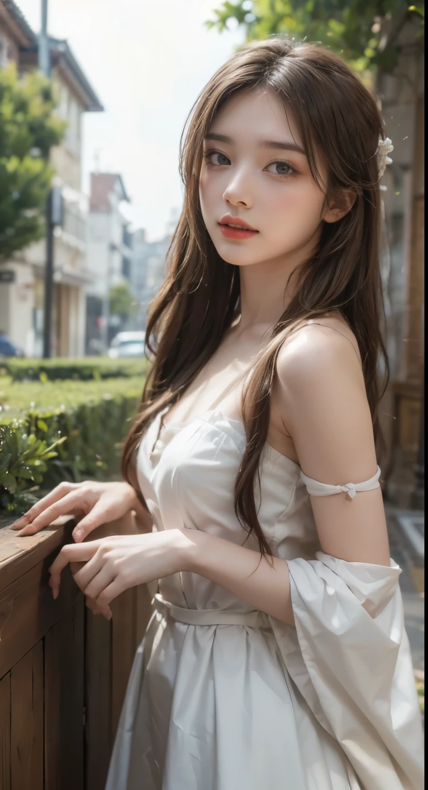 (best quality, 8k,32k,masterpiece, UHD:1.2),extremely detailed CG unity 8k wallpaper,intricate details,Raw photo,(photorealistic:1.4),atmosphere,ultra high res,Realistic,Real,Huge_filesize,incredibly absurdres,(centered:1.3),Ultra illustration,(ultra-detailed),dramatic lighting,various colors,depth of field,art by krenz cushart,golden hour lighting,taken by Canon EOS,SIGMA Art Lens 35mm F1.4,ISO 200 Shutter Speed 2000,blurry background,
BREAK,
1girl,(smile:1.3),slim body,(long straight hair with SEE THROUGHbangs,:1.4),solo,20-year-old Japanese beautiful woman, (flower garden,pink stripe shirt:1.4),(light brown hair:1.5),((brown eyes)),Large breasts,chest, Soft white skin that shines with every detail,pale skin,Very beautiful face,Very well-formed face,Natural and realistic face,Best,beautiful detailed eyes,striking eyes,Eyes drawn in detail, smile with your mouth closed,Detailed mouth,Detailed lips,shiny beautiful lips,Glossy lips,simple earrings,necklace,jewelry, solo focus,low neckline,
BREAK,
Front lighting,kool,Standing,sensual expression, BREAK,
(Dutch angle:1.4),looking at viewer,
BREAK,tzuyu,yui aragaki,