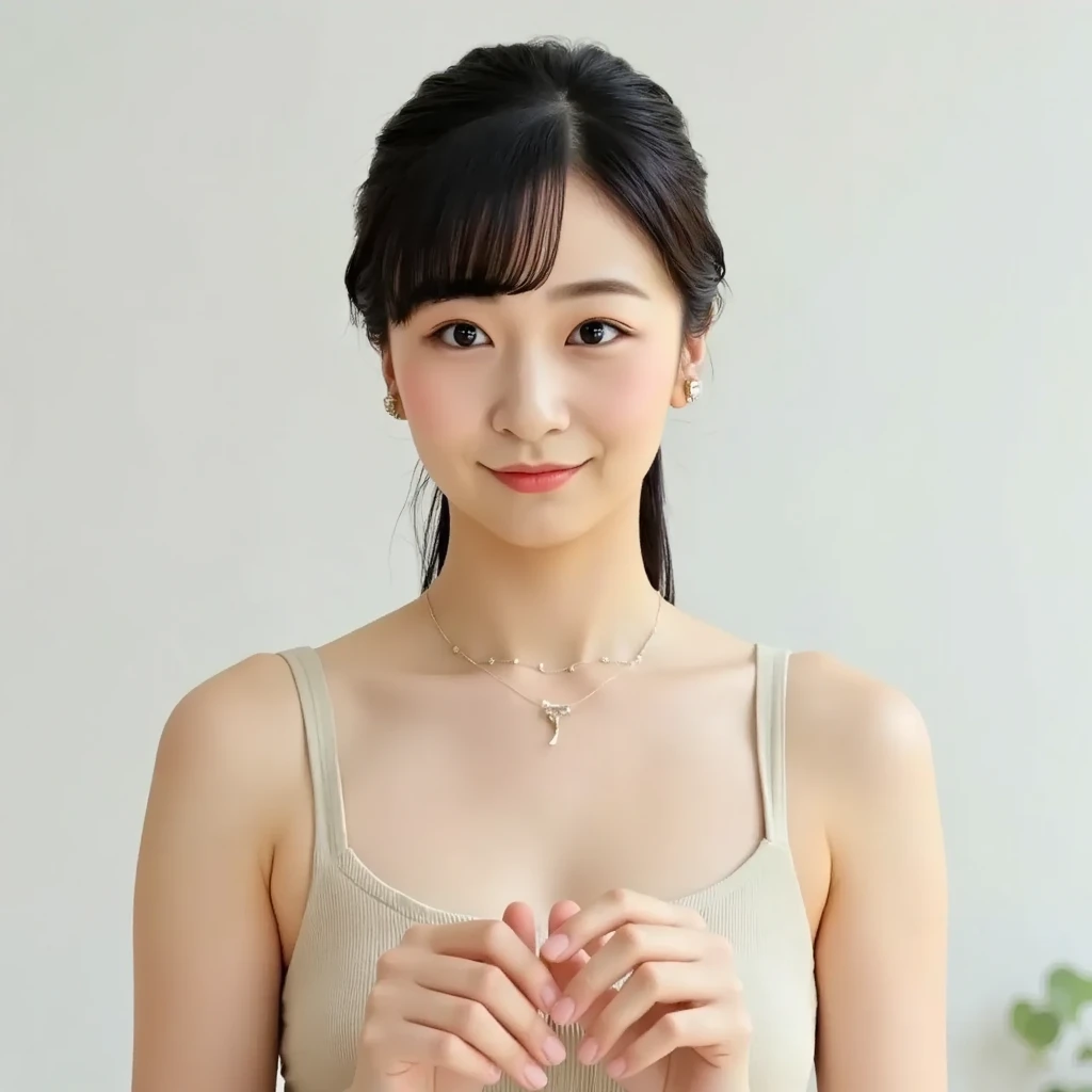 A Japanese lady, skinny figure, small breasts, extremely thin waist, beautiful face, beautiful eyes, natural make up, black long hair, wearing a tight grey dress, looking back for a viewer, 1girl in, solo, detailed face and eyes, detailed fingers and arms. Full body photo. Realistic, Photorealistic.