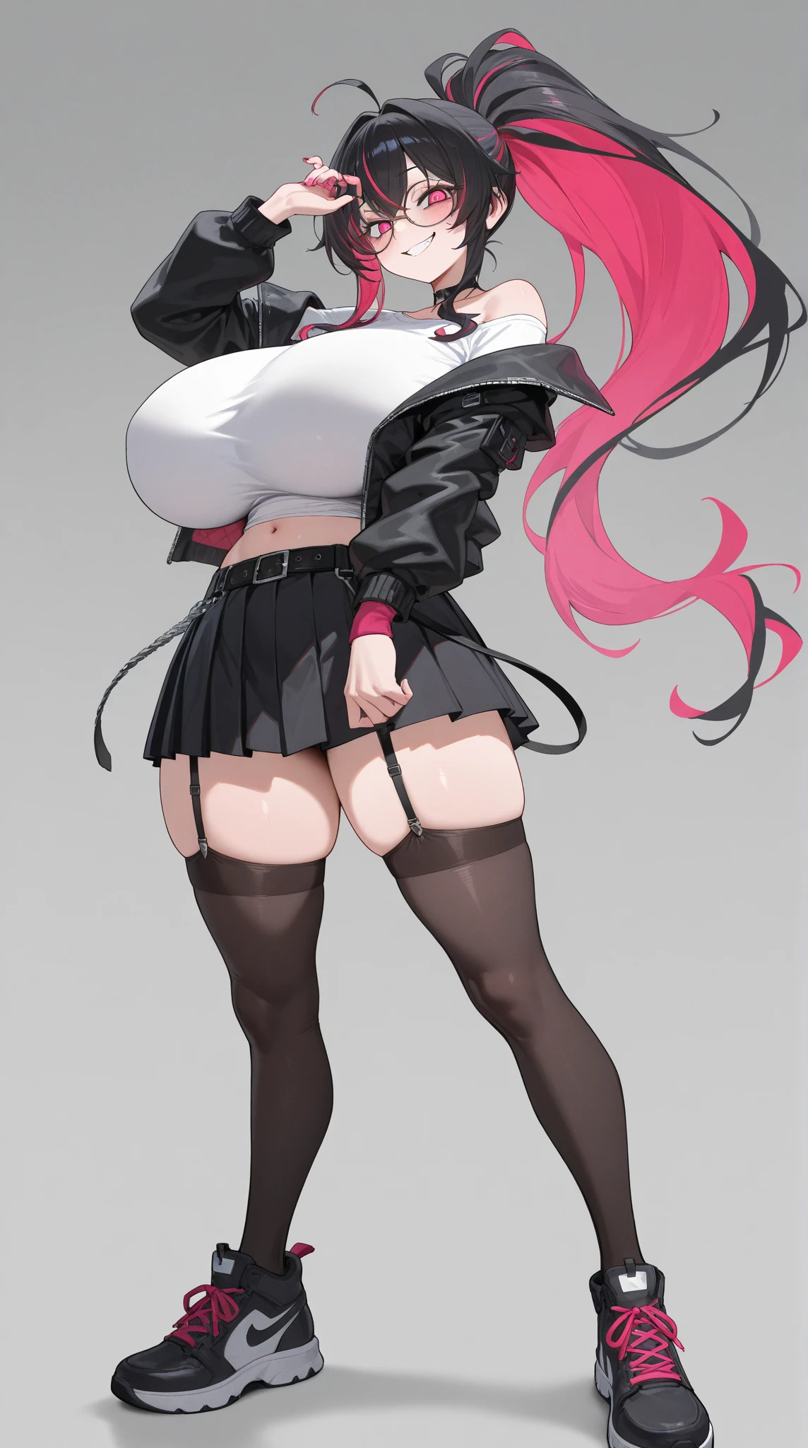 masterpiece, best quality, masterpiece,best quality,official art,extremely detailed CG unity 8k wallpaper, nun, milf, hair over shoulder, pink hair, ahoge, pink eyes, huge breasts, breasts out, white legwear, boots, beret,