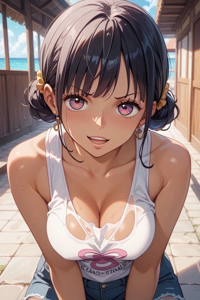 top-quality、超A high resolution、(Photorealsitic:1.4)、1人、Woman without clothes、(huge-breasted:1.2)、looking at viewert、a closeup、full body Esbian、(It's raining heavily:1.5)、(the whole body is wet:1.5)、