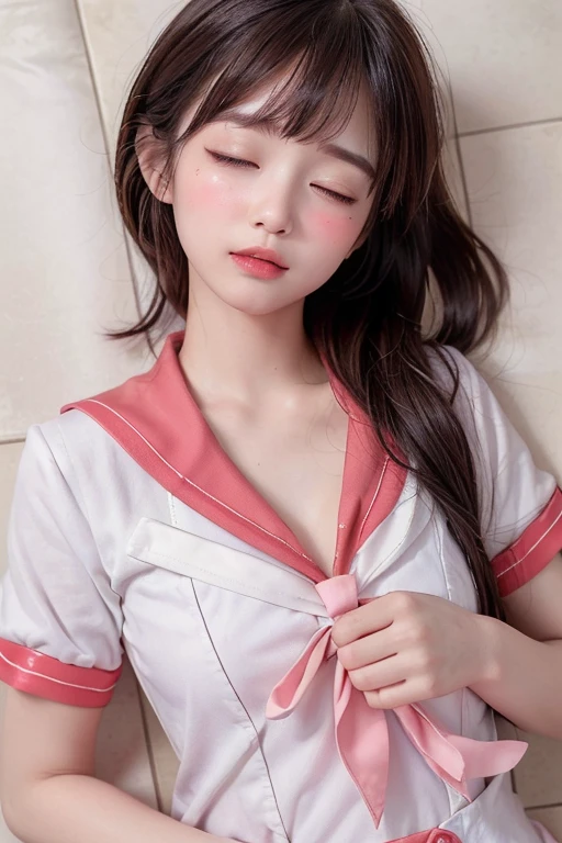 ((highest quality, 8K, masterpece :1.4,anime)), highest real,Sharpness:1.3, Perfect Body Beauty:1.4,perfect description:1.3,super detailed face and skin texture,((super real,best quality)),(soft lighting),super detailed face, fine eyes, double eyelid,pov,(((1 girl))),((make eye contact with the audience)),((Composition from the above:1.2)),fine detail,highly detailed face and eyes, (cute face:1.6),((only two arms,only five fingers,perfect hands))----☆--- (selfie).((NSFW:1.6)), my sister,18years old,(Beautiful brown hair:1.2,long hair,CUTE HAIR STYLE), (huge breasts :1.8,beautiful areola,small areola), (SMILE FACE:1.4),pov,1 boy, breasts blowjob,(close up face:1.5),--☆--(Inside the room, bright room, large windows, sunlight shines in)((school uniform:1.4,sailor suit:1.4,RED RIBBON TIE:1.4)),((she is wearing an white shirt:1.5)),(RED SKIRT:1.2,Red and white check pattern:1.2))-,(((lie on your back on the bed:1.6))),(open legs:1.6,penis to pussy:1.4)