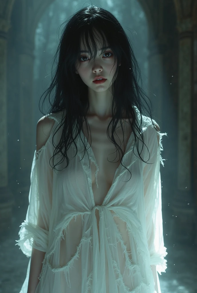 (A detailed, Realistic) skull, (Glowing) Will S....., (magical, mistic) atmosphere, (haunting, eerie) scene, (Dark, Moody) colours, (sinister, Creepy) lighting, (Ethereal, Ghostly) Appearance, (elaborate, Intricate) Skull details, (Attractive cleavage, big breasts enchanting) Glow, (mysterious, Otherworldly) energy, (Enchanted, mistic) forest, (Ominous, haunting) Shadows, (Spooky, Supernatural) element in, (subtle, eerie) Heavy fog, (twisted, Rough) Green trees, (mistic, magical) sigature, (Ethereal, haunting) Moonlight, (mysterious, haunting) Aura, (unnerving, Chilling) atmosphere, (Detailed, Intricate) Bone structure, (terroral, Gothic) Touch, (mysterious, Enchanting) Mist, (haunting, big breasts enchanting) Eyes, (mistic, Shrouded) covert, (Dark, haunting) Elegance, (Translucent, Ghostly) light yarn, (sinister, eerie) Presence, (haunting, Ethereal) Whispers, (hauntingly beautiful, Wet body，Erotic elements，Attractive cleavage) scene. Hand NSFW