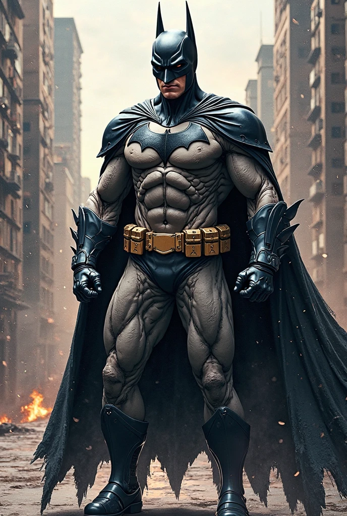 a muscular man wearing a batman mask, pink beige cape and suit, heavily armored, detailed portrait, photorealistic, cinematic lighting, 8k, best quality, masterpiece, hyper detailed