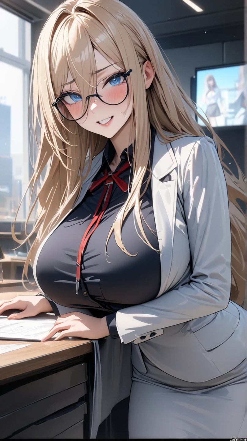 (masterpiece, highest quality, best quality, official art, beautiful and aesthetic: 1.2), (1girl), extremely detailed, (fractal art: 1.3), highest detailed, uppe boddy focus, upper body, HDR, ), vivid visual effects, (dynamic stripes, luminous traces: 1.2), completely naked, abs, muscular, ass, ass focus. Looking at viewer, sitting at a office table, office, dominant,
annoyed expression, frustrated, sitting, huge breasts, boob window, naked breasts, breast window , Detailed face, Detailed eyes, perfect face, perfect eyes, integra, integra hellsing, wearing overall jumpsuit, overall jumpsuit
