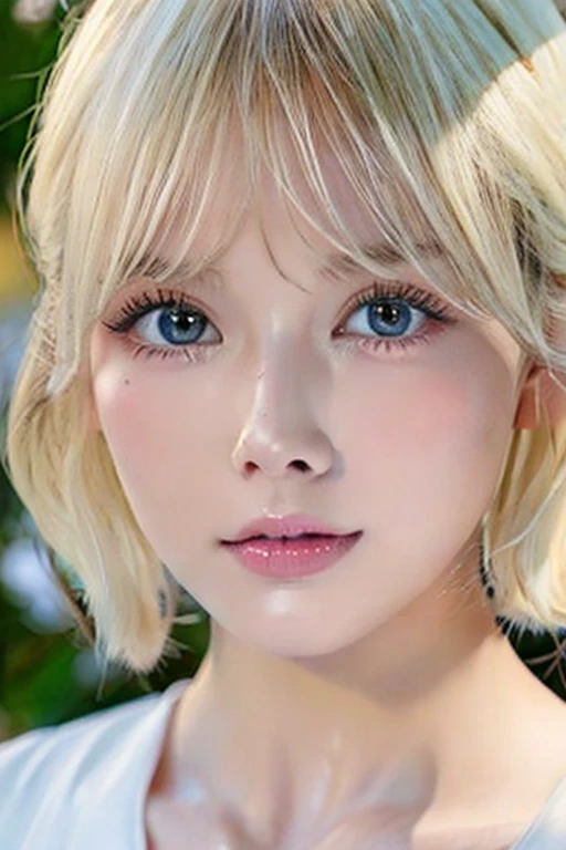 masterpiece, Highest quality, alone, One girl, Glowing Skin, Hoop Earrings, glamorous, Whimsical details, Slicked back hair, Fascinating, Bare shoulders, Crop top, Long trousers, Shallow depth of field, Contrasting, Professional models, Facing forward, Portraiture 、(Full Body Shot),((全身Completely naked))、(((nsfw)))(Lighting on face:1.5)),((Face close-up:1.1)),((Delicately depicting the face:1.2)),((Blonde:1.5)),((Very short bob hair:1.4),(((Completely naked))),(((nsfw)))