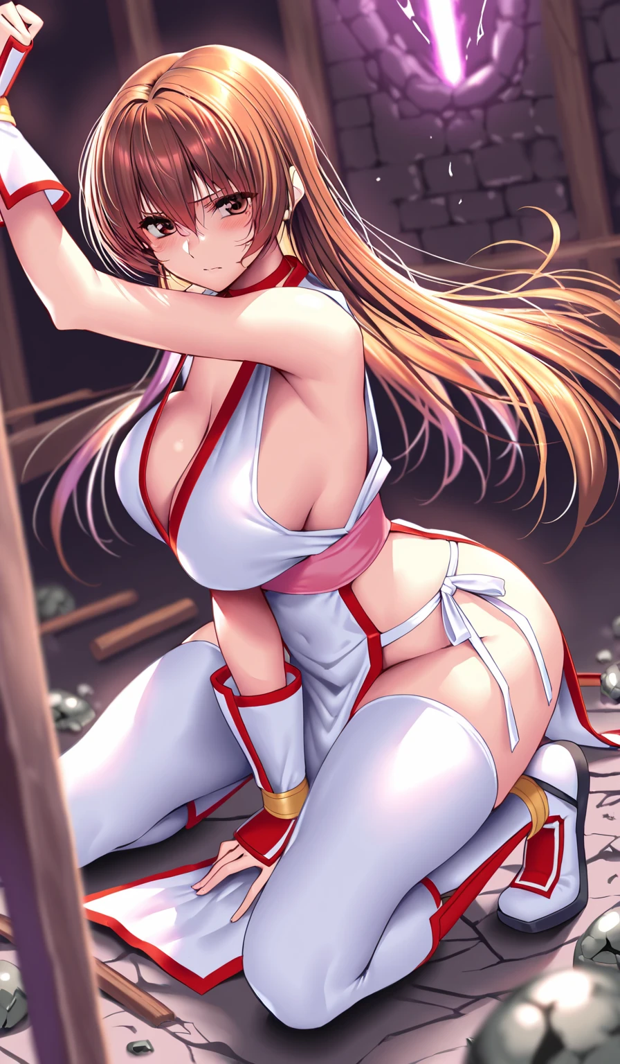 (full body shot),(from below:1.7),(Day:1.7), classroom, (Glitter-Cheerleader-Uniform-Costume:1.6), brown hair,茶colorの目,white ribbon,ponytail,(Rope shibari on clothes:1.8),(arm behind head:1.3),(stand split leg:1,6, i-balanced:1.9, Showing off her sexy white ruffled high-cut bloomers and micro miniskirt:1.6), 1 girl, 18-year-old,young woman,beautiful Finger,beautiful long legs,beautiful body,beautiful Nose,beautiful character design, perfect eyes, perfect face, (frown,grit your teeth,disgust,Are crying,closed my eyes tightly, make your nose red,:1.2), NSFW,official art,Highly detailed CG Unity 8K wallpaper, perfect lighting,colorful, bright_front_face_lit, (masterpiece:1.0),(Highest_quality:1.0), 超High resolution,4K,Super detailed, photograph, 8K, HDR, High resolution, confused:1.2, kodak portrait 400, film grain, blurred background, Bokeh:1.2, Lens flare, (vibrant_color:1.2) (beautiful,Moderately_chest,natural pointy :1.3), (beautiful_face:1.5),(narrow_waist),