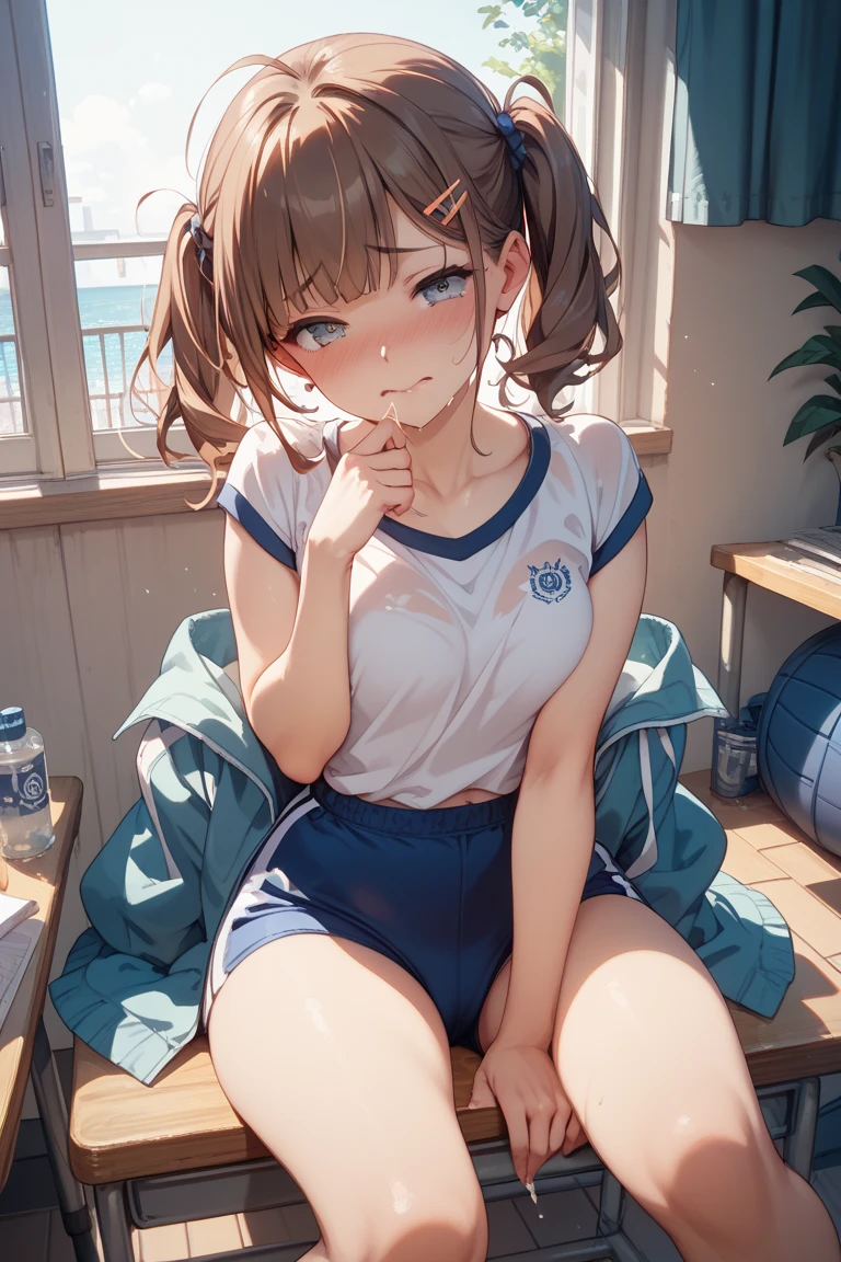 very cute and beautiful girl,(Very detailed美しい顔), (((Close-up shot of face、Open your mouth very wide、Sweating all over、White liquid))),blush,Black Hair,Seraphim,((short hair、Black Hair、Pink hair on the inside、Gal、Small breasts)),((Track & field athletes' uniforms)),((Reaching for the camera、Spread your legs、High angle、Dynamic Angle)), ((Small storage room in gymnasium、Dim lighting、vapor、Sigh、The expression of the limit)), (Highest quality,masterpiece:1.0),Absurd,High resolution,Super detailed,Very detailed,32k,8K resolution, Intricate details,Movie Scenes,Detailed Background,alone,Dynamic Angle,