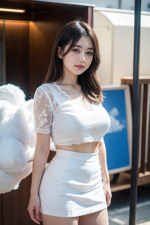 beautoiful fingers, beautiful nails, correct fingers, ,((no_clothes:1.4)),((nude)), ((big breasts)), ((big breasts)),((wearing necklace)),((naked)),((nudes)),((nude)),(realistic, photo-Realistic:1.1), closed mouth,((pubic-hair)),, {{{{full body}}}}, standing, expressionless, [[[light smile]]], cute, beautiful detailed eyes, blue eyes, [long legs], {very_long_hair}, blonde hair, wavy_hair, [shiny hair], {{Gothic_Lolita}}, blue_white skirt, {{short skirt}}, black_Headdress, bowknot, {{{hair ornament}}},stocking, [[Garter]], Lace, ribbon-trimmed sleeves)}}}, [background(building architecture, {{gothic architecture}}, 