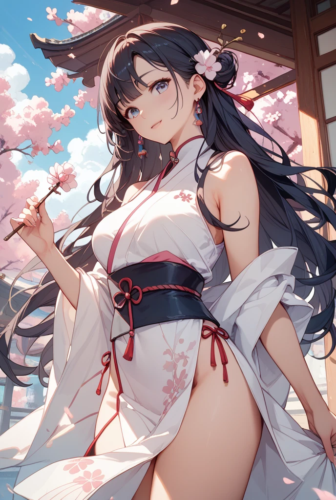 (masterpiece、Highest quality、Highest quality、Official Art、Beautiful and beautiful:1.2)、(One girl:1.3)Hatsune Miku、Twin tails,Beautiful breasts, Katsushika Hokusai, Ink Painting, Wait for the sexy warrior, Pretty face, Delicious company, A captivating sight, Wearing a sexy open kimono. The work is created in a medium reminiscent of Japanese ukiyo-e.。....., 具有大胆的笔触和Monochromatic color palette. Artist&#39;Stunning technique gives the image strength and power&#39;Presence，Highest quality, Ultra-high resolution captures every detail. The texture and intricate patterns of the kimono are expressed with extreme precision.. Lighting is carefully designed，Enhance the drama, Deep shadows and subtle highlights. general, This piece exudes elegance and strength., Combining traditional Japanese aesthetics with a modern sensibility. Monochromatic color palette, Putting the details together, Captivate viewers、Create an immersive experience.