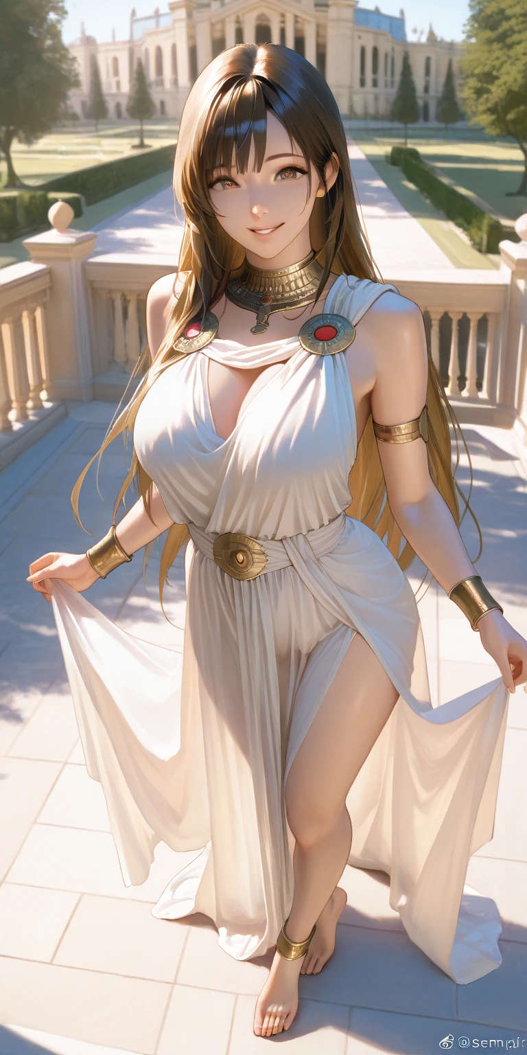 ((full body, standing):2) {((SuperSaiyan))}, ((Wearing black Egyptian attire, headbands on her body and face):1.4), ((doing erotic pose on a sarcophagus, looking at viewer):1.2), ((extremely large breasts):1.8),\n ((Ancient Egyptian tomb full of sarcophagi and scarabs stuck in the walls ):1.2), anime, anime-style, 16k, ((best quality, high details):1.4), masterpiece, UHD