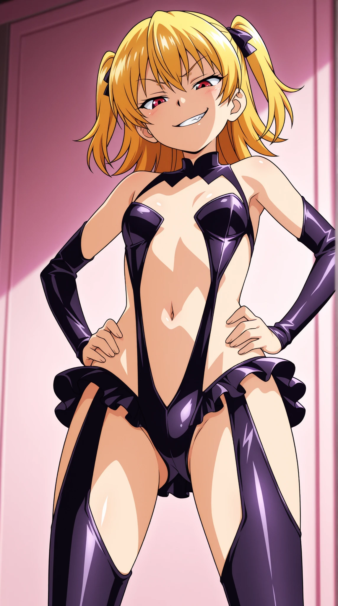 Koizumi hanayo, purple eyes, playboy bunny,big breasts, glasses , standing , cowboy shot