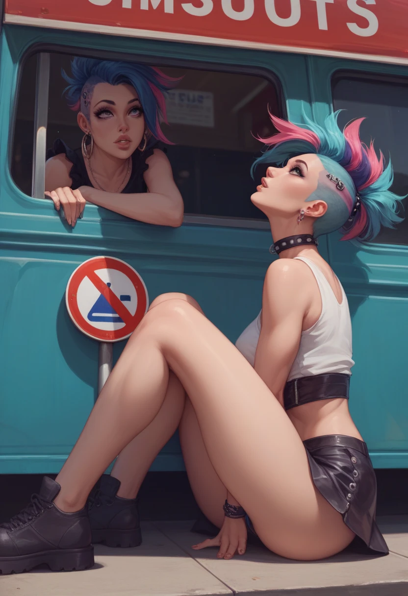 unreal engine:1.4, ultra-realistic CG K, photorealistic:1.4, whole shot:1.4, skin texture:1.4, masterpiece:1.4,(( beautiful woman holding an ice cream and a balloon in the other hand, low-ready with babydoll lingerie、Cyberpunk style short clothes in earthy colors with cyan, red pantyhose, pink mini skirt:1.5)),