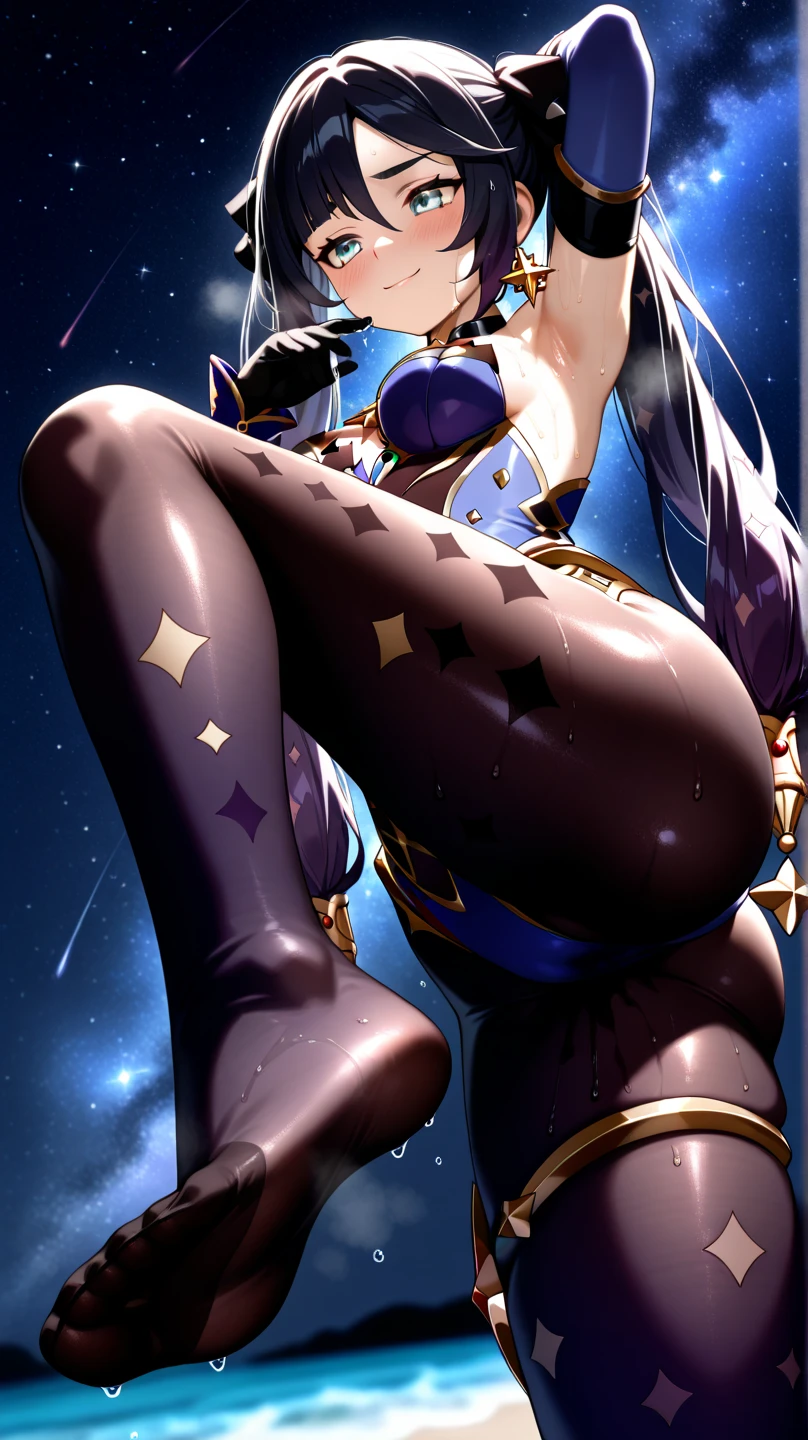1 girl, cure slave(magical girl, blue eye, purple hair, long straight hair, blue side line in dark purple dress, gold vertical line in black coat), sex(1 boy, 1 girl, open the thighs, orgasm, nsfw)