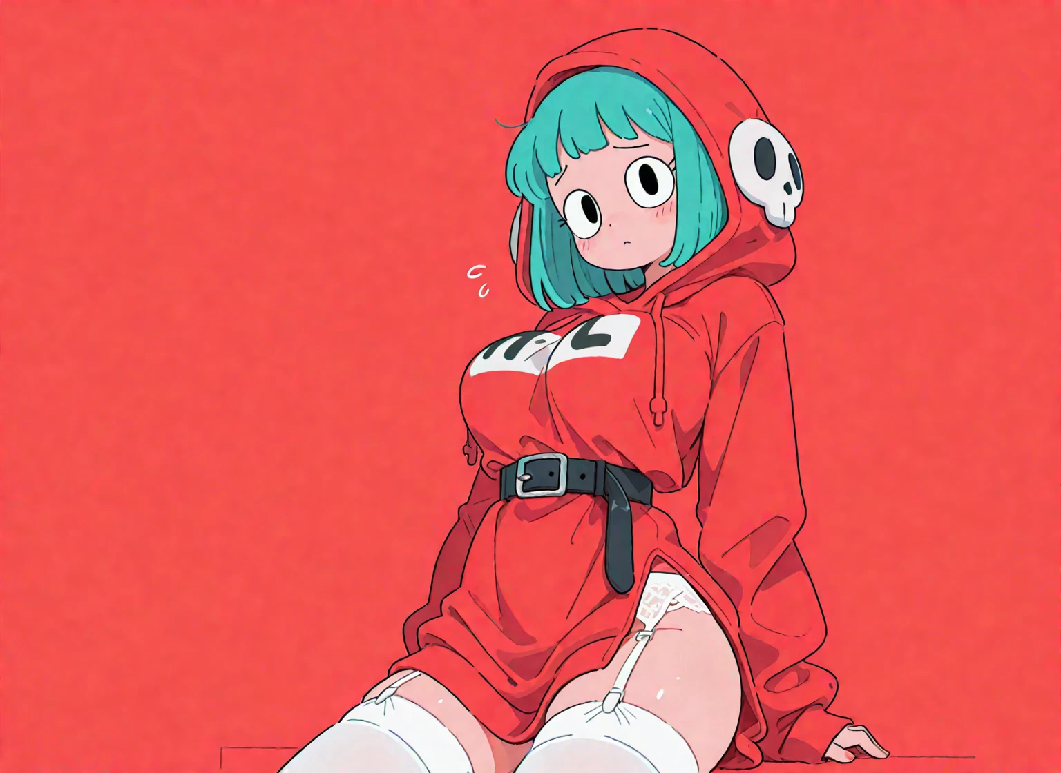 anime girl in red hoodie holding a white cat and a red background, sona is a slender, red and cyan, in a hoodie, wearing a scarlet hoodie, top rated on pixiv, thicc, pixiv 3dcg, red and cyan theme, commission for high res, artgerm and atey ghailan, popular on pixiv