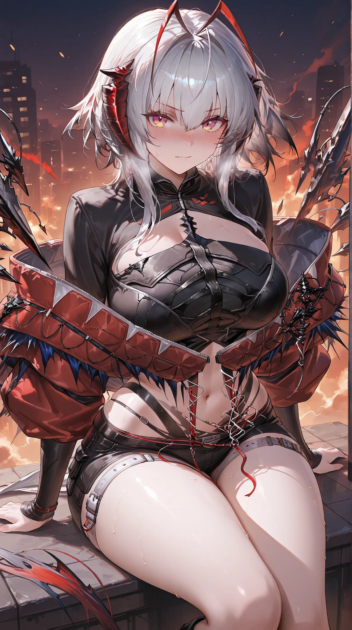 Japanese girl、Female Combatant、Close-up of a girl in black bondage、Black Leather Shiny Bondage、Black fishnet stockings、Black shiny boots、black bondage mask、Saiyan Girl, wonderful, Nano Girl, Female body type, Inspired by Hiromu Arakawa, Anime Manga Robot!! Anime Girls, fubuki, Full Body Suit, by Hiromu Arakawa、wonderful, silk, Beautiful and attractive anime teen, Anime Girls of the future, tears,Drooling,Pee,incontinence,Peeing、Estrus、Eyes wide open,Estrus,Blushing,Nipples are erect,Face is hot、Lust、incontinence、Armpit Hair、Thick pubic hair、Nipples are erect、Sweaty、wet、Pubic hair from panties!、腋からArmpit Hair!Doomsday Demon、Anguished expression、Boobs pop out、Unzipping pants、It stimulates the groin、Overflowing with pubic hair