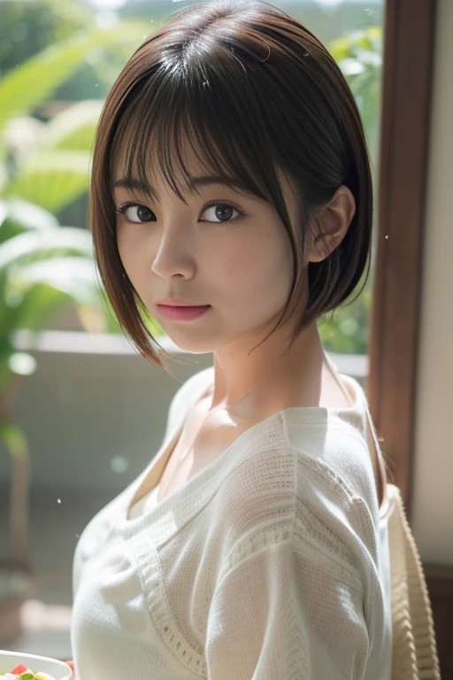 (ultra-realistic), (figure), (High resolution), (8k), (Very detailed), (Best figure), (Beautiful and detailed), (Highest quality), (Super detailed), (masterpiece), (wallpaper), (Detailed face), alone, One Girl, watching viewer, Trendy clothes,White T-shirt、Less exposure、Fine details, Detailed face, In the Dark, Deep Shadow, modest, Pure Erotic Face Ace_v1, cool, short hair, Pointed diagonal bangs,kimono、Fireworks in the night sky、night、Pensive