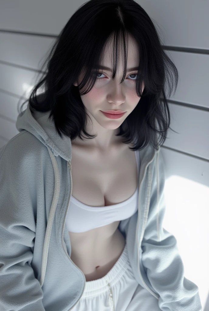 ((best quality: 1.5)) ((masterpiece: 0.8)), intricate details, sharp focus, professional, photorealistic, real life, realistic representation of the face, (((muscular) gasping mistress, ((gothic eye makeup)))), bright glow, dynamic pose, gorgeous perfect face, in the style of realistic and hyper detailed renderings, zbrush, hyper realistic oil, contoured shading, BREAK; BREAK (((blue bob hair))), (freckles: 1.2), ((fujicolor)), BREAK (((small breasts))), BREAK kitchen, ((daisy dukes, ((loose black tanktop, sideboob, kneeling, drooling ejaculation)))), photorealistic, 8K, super detail