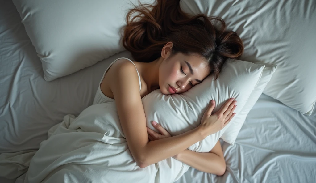 { 1girl, (((lying face down))), on a luxury black satin bed, (((fallen asleep, eyes closed peacefully))), (((seen from above, seen from back, focus on hip))), ((wide view)) }, { (masterpiece:1.2), (absurd resolution:1.6), (best quality:1.6), (photo realistic:1.8), (Luminous lighting:0), (Chiaroscuro:1.5) }, { ((young, cute, 20 years old)), (slightly open mouth:0),(smiling),((turn head away)), ((((oily glossy skin)))), (slender body), ((tight back muscle)), (((beautiful perfect rounded small curvy tight hip))), ((see-through cloth over body)) }