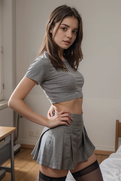 (Extremely detailed CG:1.2), (Masterpiece:1.2), (The best quality:1.2),,((absurdities)),looking at the viewer,whole body, ,(1girl),only,(long hair),,(white short sleeve shirt),(MARINA_blue pleated skirt),(long skirt),Dynamic Angle,Standing,dynamic pose,((Delicate facial features)),(blue eyes) in an corporate office wearing office clothes.