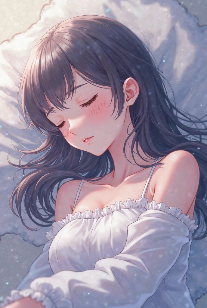 woman、One person、Anime Style、blush、Mouth open、valley、Looking up、Dark purple eyes、Black Hair、smile