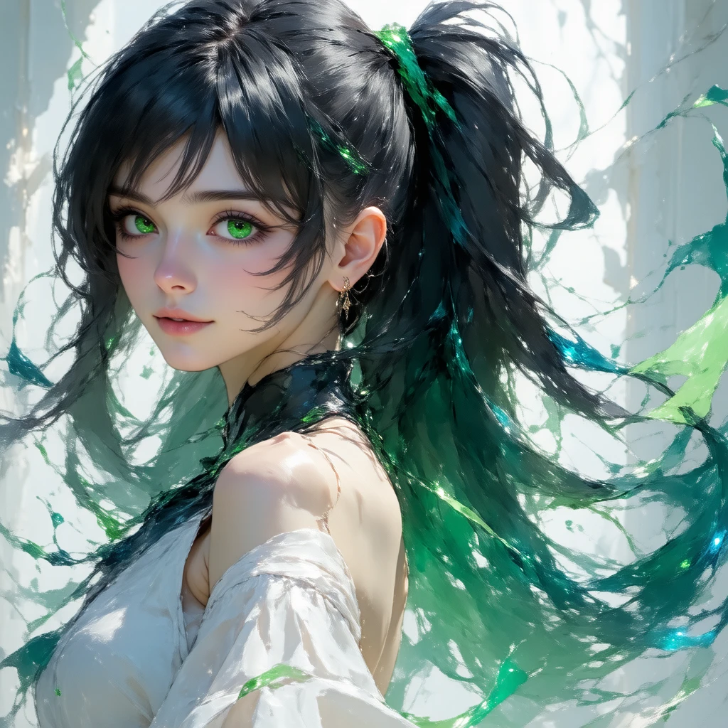 (High Detail:1.2) Anime Girl, (Cinematic Lighting, Delicate Colors), (Falling Leaves:1.2), Lighting Calm, Wind, Fog. Turquoise, delta tones.