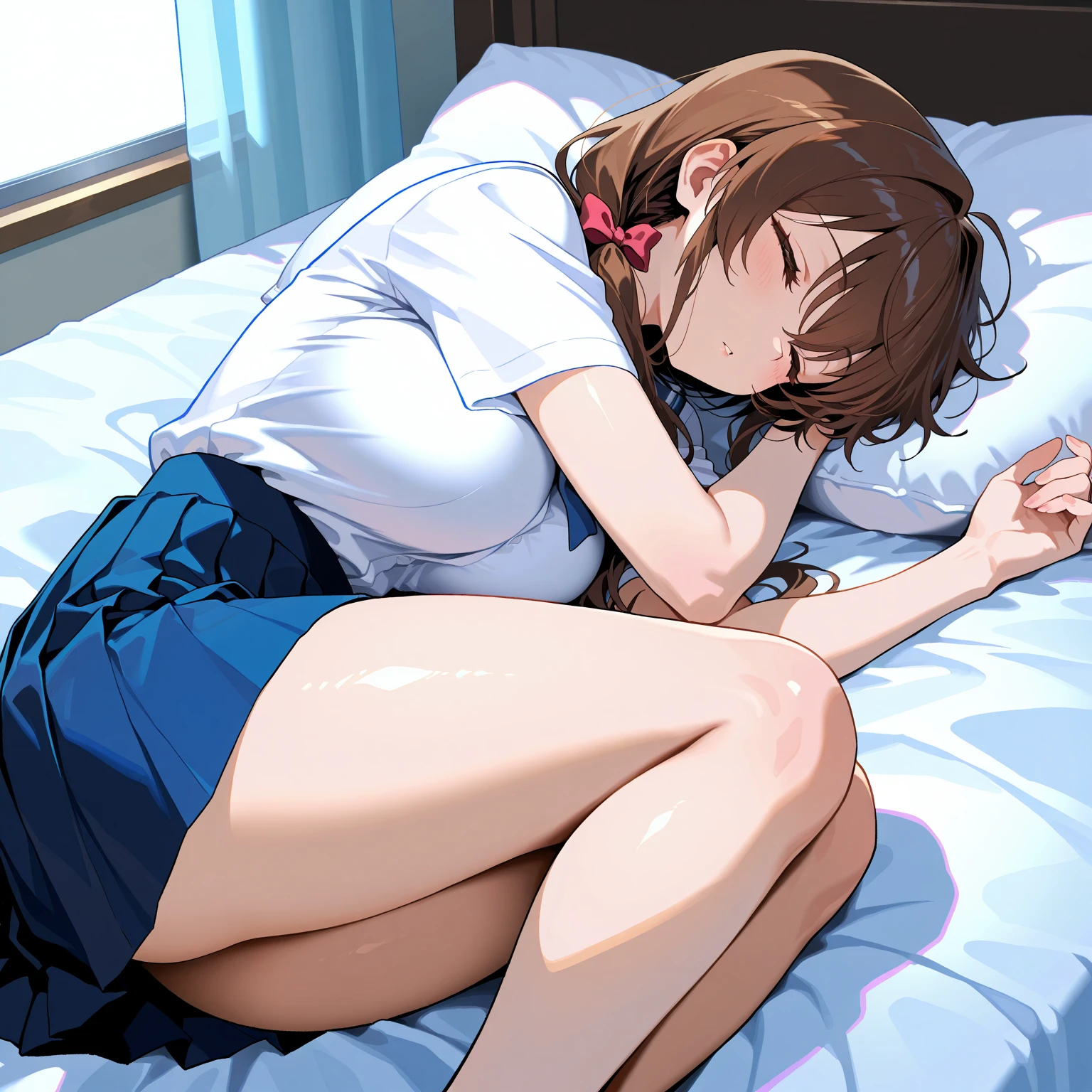 Lying on your back、Place your hands behind your head、Scream、fear、Spit