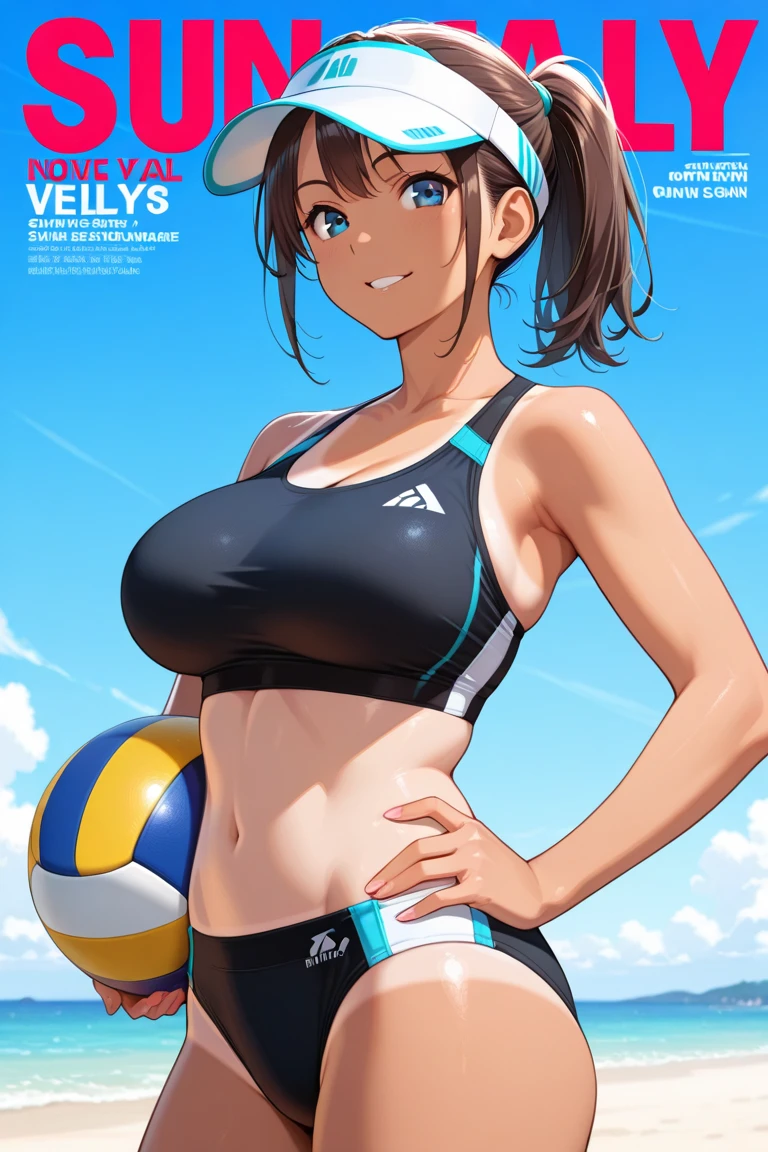 (Realistic:1.4), Japanese Girls, (1 Girl), (Mature Woman :1.6), Black Hair, short hair, Beautiful Eyes, wide double eyelids, smile, (Huge breasts:1.3), (Curvy:1.4), (Shiny metallic white one-piece swimsuit:1.5), (sunny:1.2), Sit with your legs apart、Put your arms behind your back、From below、(Beach), Soak your feet in water、