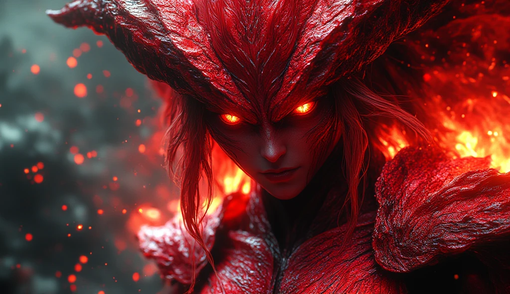 dragon girl, scales, <lora:add_detail:0.5> red skin, wing, tail <lora:FireMan:1.0> fire, small breasts, on side