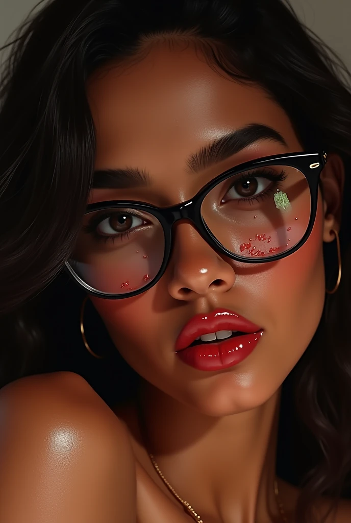 In terms of reais, it's fine, but in a red dress with sexy student glasses with a sucker on the lips. 