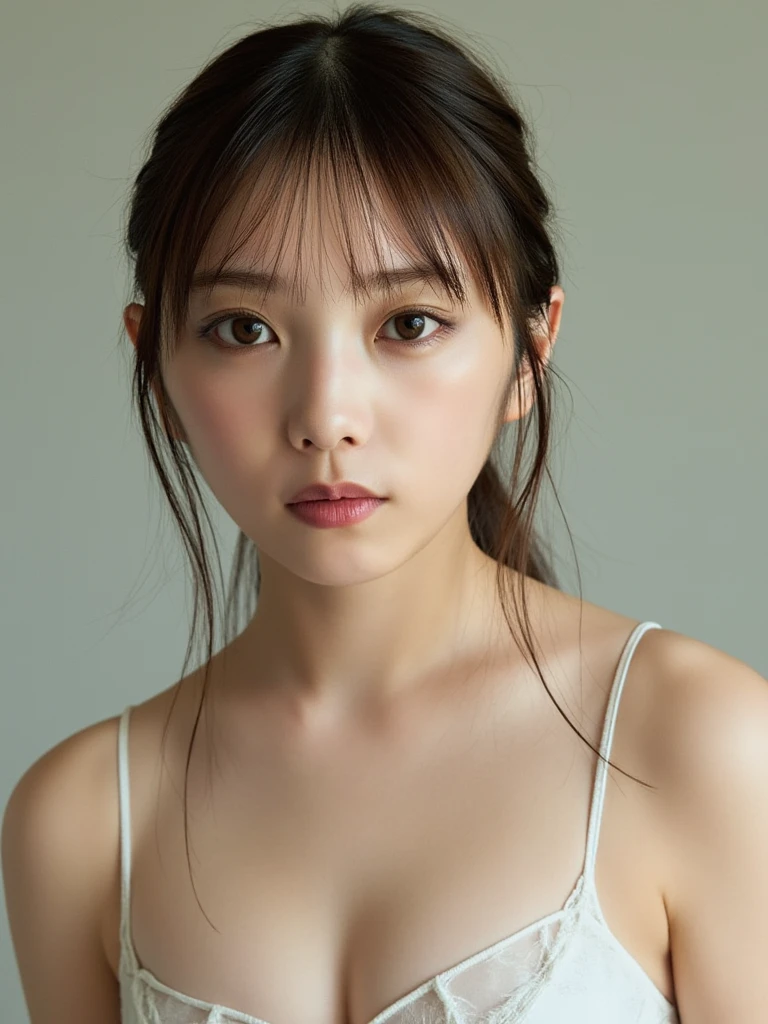 ((cute日本の女の子、beautiful japanese girl、1 girl、19 years old、ponytail、Highly detailed face and skin texture、super detailed face、highly detailed eyes、Lee Hong、blush、close-up of woman、front、 from the neck up、cute、Highly detailed face and skin texture、smooth white skin、Transparent skin texture、))、(dark brown hair)、looking at camera、sharp focus:1.2、beautiful woman with perfect style:1.4、japanese model、young gravure idol、若いcuteグラビアアイドル、Realistic young gravure idol、sophisticated gravure idol、((highest quality、8k、masterpiece:1.5、1photograph))、(4k、RAWphotograph、highest quality)、Place a person on the other side of the screen、Natural light、professional lighting、(realistic、フォトrealistic:1.5)、