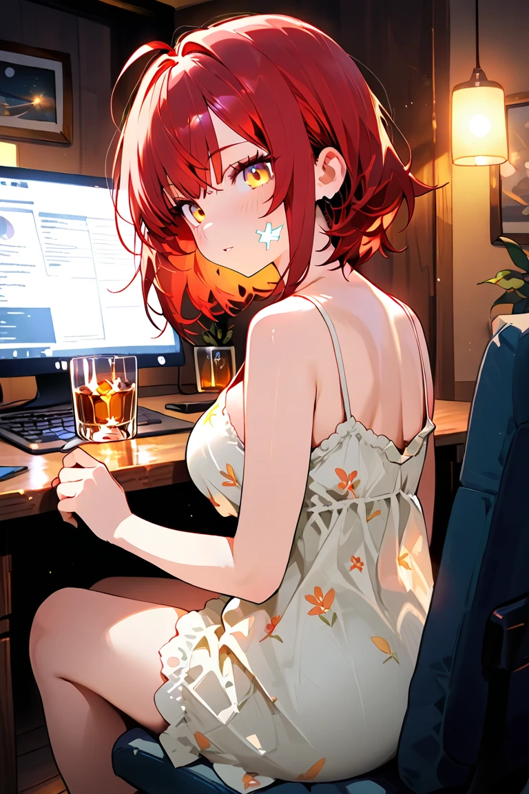Arima Kana, (Red eyes:1.5), Bob Hair,smile,Redhead,Small breasts,(Bunny girl:1.5),(Black Playboy Bunny:1.0),Bunny ears headband,Fishnet tights,Stiletto heels,sitting cross-legged on a chair,whole bodyがイラストに入るように
break looking at viewer,whole body,
break indoors, stage,
break (masterpiece:1.2), Highest quality, High resolution, unity 8k wallpaper, (shape:0.8), (Beautiful and beautiful eyes:1.6), Highly detailed face, Perfect lighting, Extremely detailed CG, (Perfect hands, Perfect Anatomy),