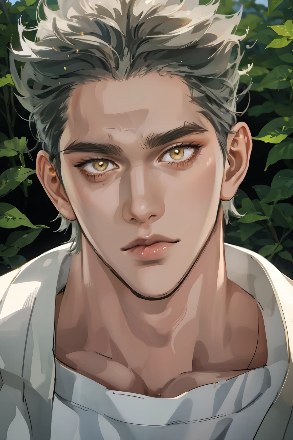 Realistic,Photorealistic,HDR,UHD,studio lighting,Ultra Detailed Description,Professional ,vivid color,Garou,One Punch Man,Yellow eyes,gray hair,18 years old,guy,177cm,Black Chewy Polar That Reveals Your Body,White Dojo Pants,Dojo Straps,Full Body High Definition,masterpiece,Extremely detailed,Bokeh,golden eyes