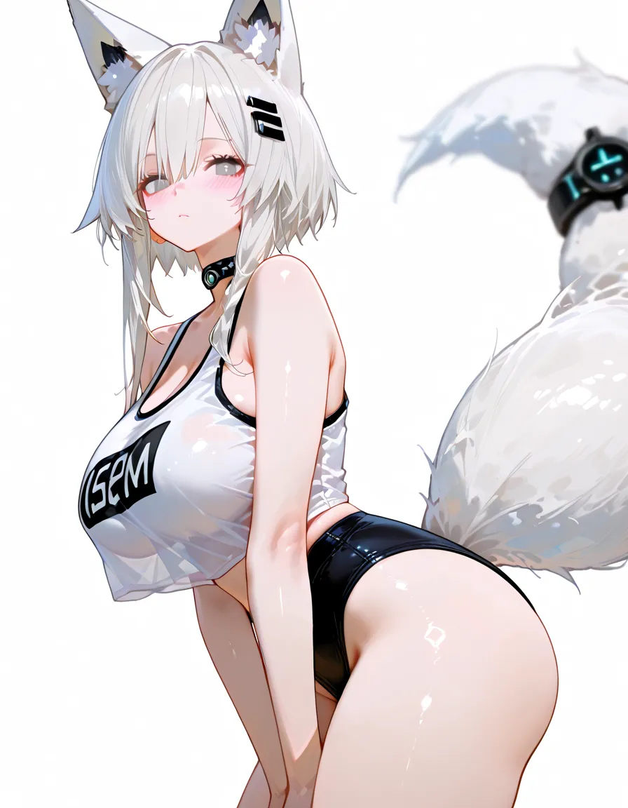 (best quality, masterpiece), 1 girl, centaur, It takes, White skin, Korean , exposing the abdomen,Sportsbra, 아름다운 소녀 perfect white tiger photo, perfect white tiger photo