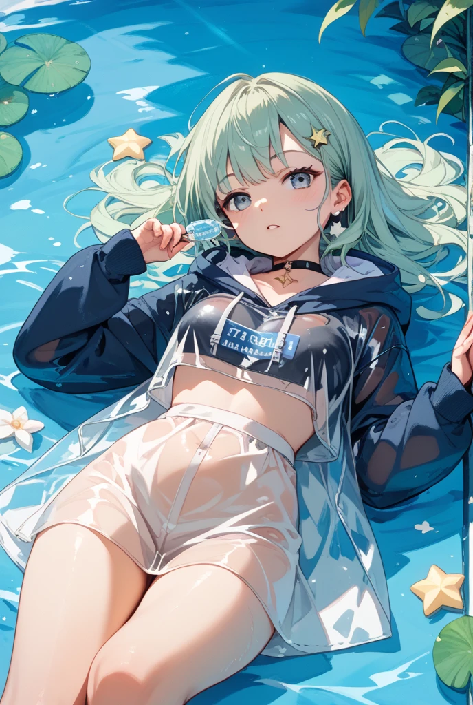masterpiece, best quality, <lora:nitori:1>,1girl,underwear,swim, swimsuit, solo, kawashiro nitori, blue hair, school swimsuit, hat, blue eyes, one-piece swimsuit, hair bobbles,hair ornament, two side up, bag, key, barefoot, underwater, twintails, blush, short hair, smile, bubble, sunbeam, light rays, bare shoulders, breasts, <lora:style01:1>