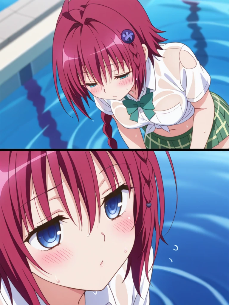 best quality, insanely detailed, nino nakano, one piece swimsuit, Bukkake, suspension, Suppressed, Double penetration, breasts, blush, nipples, sex, pussy, anal sex, Spread legs, swimming pool, back style