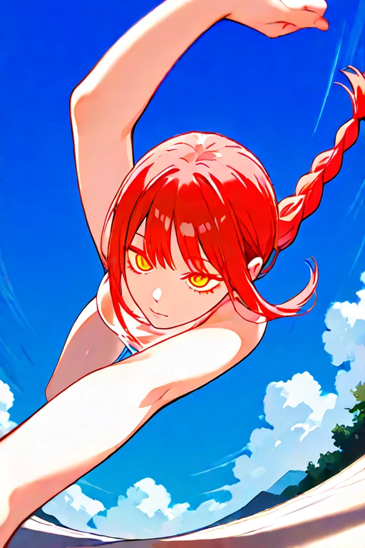 Giantess appears from underwater in front of a giant cruise ship, the cruise ship looks very small in front of her because it is giant, she is naked, she has red hair and white skin, she has small breasts but very sexy legs and her body is very curvy. Goddess, Attack, giant, cruise ship, naked, sexy, hot, ocean, in middle of the ocean, without buildings, High quality, Red hair, hottest, tall girl, sexy legs, monster girl, cruise ship, giant cruise, attacking, evil, mad