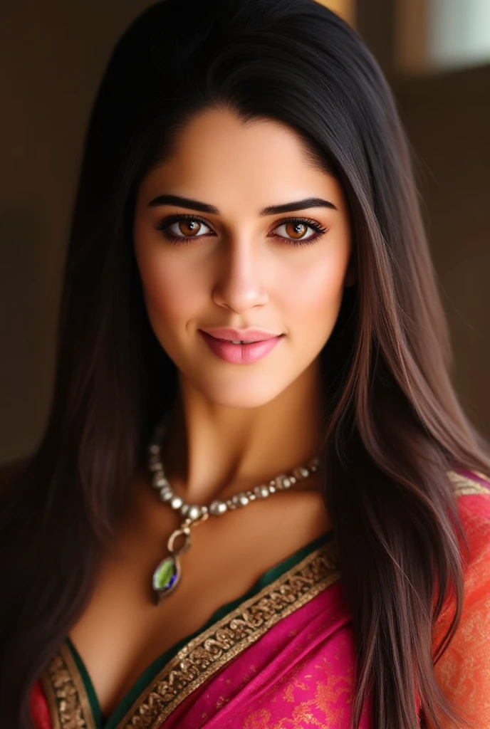 Nude, Portrait of A confident-looking indian woman with long flowing hair, hazel eyes, with flowing capes, perfect composition, hyperrealistic, super detailed, 8k, high quality, trending art, trending on artstation, sharp focus, jungle photo, intricate details, highly detailed, art by greg rutkowski