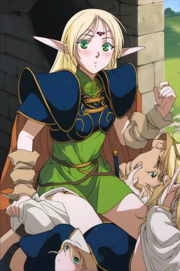 masterpiece, highest quality, 1 girl, alone, scenery, Cowboy Shot,Deedlit_My wife, www.My wife.and, andがった耳, Blonde Hair, Long Hair, Goblins, Circlet, Green Eyes, long andがった耳, very Long Hair, chest, medium chest, Earrings, lips, Compensate, bangs, Cape, View Viewer, Smiling legs,large breasts,nipples,pussy,((anal)),smiling,female , 豊かなchest (((nude))) ,spread legs,lying down,nipples,(pussy,from below),female、(Leg spread)、大きなchest、Big Breasts、((Pussy juice ))、